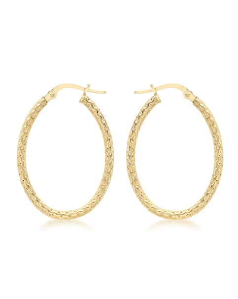 9ct Gold Pattern Hoop Earring